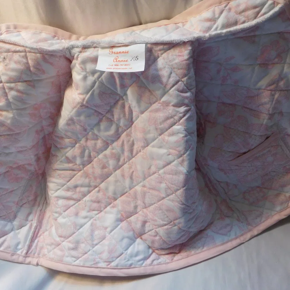 Grannie Annie Floral Pink Handmade Quilted Jacket Girl's XS 12-18 Months
